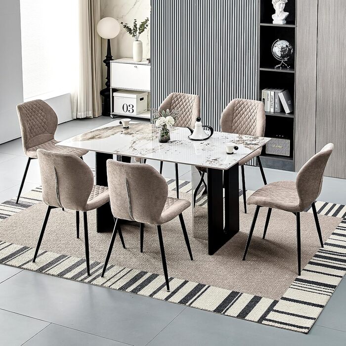 Набір з 4 оббивних ергономічних стільців для їдальні, кухні, вітальні, ресепшену, коричневого кольору