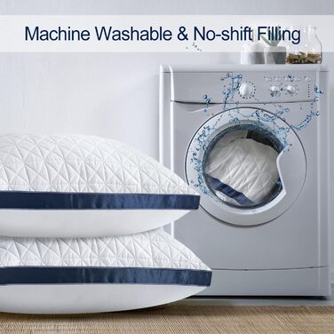 Ортопедичні подушки для сну 40x80 см, 2 шт. для тих, хто спить на боці, з мікрофібровою начинкою, дихаючі, м'які та підтримують (Темно-синій, 48 x 70 см, 2 шт.)