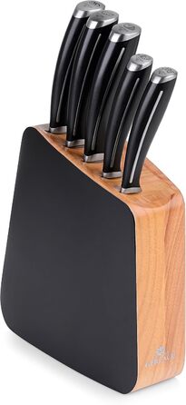 Набір кухонних ножів Gerlach 1760: 5 ножів (Santoku, для хліба, кухонні, для овочів) з нержавіючої сталі, антиковзна ручка, 55-56 HRC, Loft