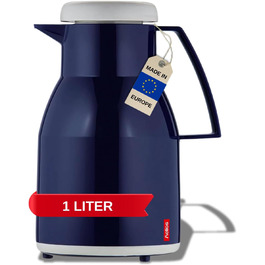 Термос Wash Thermoskanne 1L з подвійними стінками, блакитний - зберігає гаряче та холодне до 6 годин, щільний кришка, придатний для миття в посудомийній машині