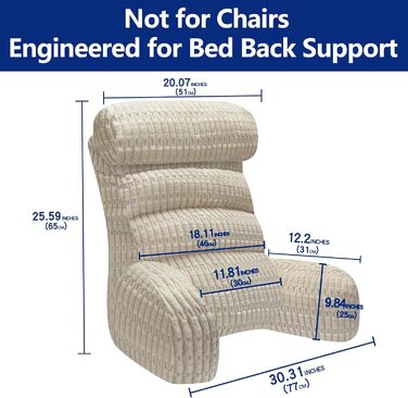 Тінунія Корінь для тіла з підголовником та подушкою для спини, для читання/роботи/перегляду/ігор/відпочинку (Бежевий)