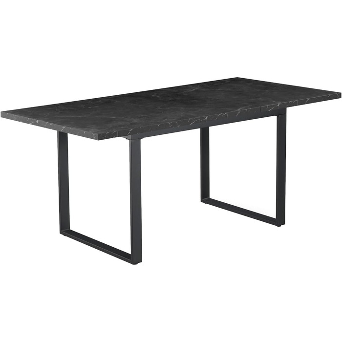 Розсувний обідній стіл B&D Home Anna | 120-160 x 80 см, на 4-6 осіб | стіл для кухні/їдальні з дерев'яними ніжками, чорний | скандинавський/індустріальний дизайн, Texas-Eiche (дуб Техас), 11202-US-EITE (чорний мармур/чорний)
