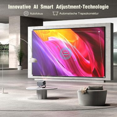 Проектор VOPLLS A-20000L 4K 1080P з автофокусом та корекцією трапецеїдальних спотворень, 28000 Люмен, WiFi6, Bluetooth, Dolby Audio, для дому та вулиці