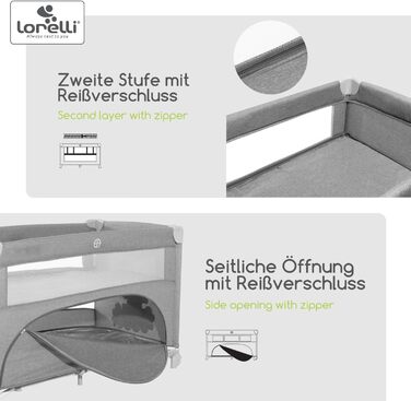 Lorelli 3 в 1 дитяче ліжко: ліжко-приліжкова, манеж, ліжко-гойдалка Up and Down, 2 рівні, бічний вхід, складна боковина, туристичне ліжечко, бежево-коричневе