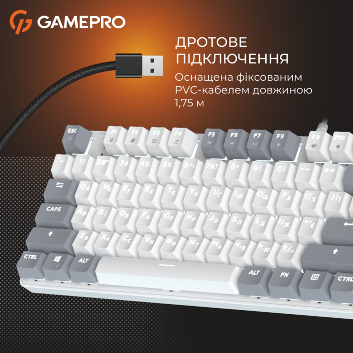Дротова механічна клавіатура GamePro Genesis Metallic (MK110W) 87% Red switches