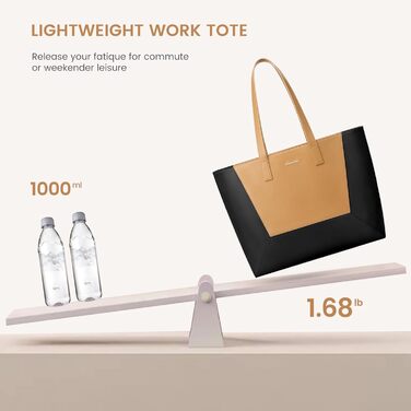 LOVEVOOK Сумка-шопер з натуральної шкіри, велика жіноча сумка на плечі, сумка-тоут, коричнева (чорно-коричнева, M)