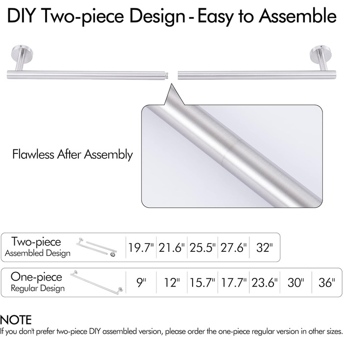 Тримач для рушників KES, стійка для рушників, нержавіюча сталь SUS304, настінний, 70 см, щітка, A2000S70B-2