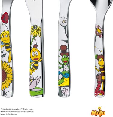 Набір дитячого столового прибору WMF Biene Maja (4 шт.), нержавіюча сталь, для дітей від 3 років, Cromargan, придатний для миття в посудомийній машині