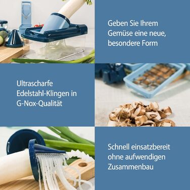 Nicer Dicer Fusion Smart Julietti - набір для нарізки овочів та фруктів, м'ятно-зелений, 16 частин | Нарізання, тертя, жульєн, спіралі, кубики | Новинка