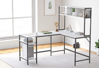 Кубічний кутовий стіл з полицею 150x120 см, білий - CubiCubi