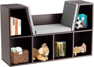 Книжкова шафа DREAMADE для дітей, дерев'яна дитяча полиця, органайзер для іграшок, дитяча полиця з 6 відділеннями для зберігання, для дитячої кімнати Спальня (коричневий)