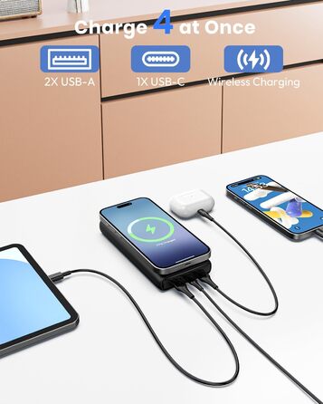 МАг, швидкий зарядний пристрій 20 Вт, PD QC, USB C, бездротовий для iPhone/Galaxy/планшета, 27000