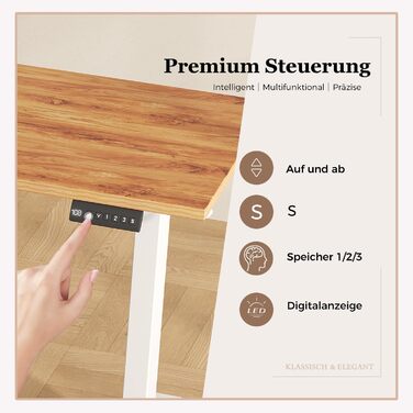 Електричний кутовий стіл Klicelor з регулюванням висоти, L-подібний стіл для стоячи роботи з 3 функціями пам'яті та антиколізійною технологією, ергономічний комп'ютерний стіл, білий (190 x 155 см, світло-коричневий)