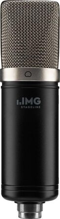 Студійний конденсаторний мікрофон IMG STAGELINE ECMS-70 для вокалу та інструментів, велика діафрагма, професійний, чорний/сріблястий, з тримачем, адаптером і чохлом