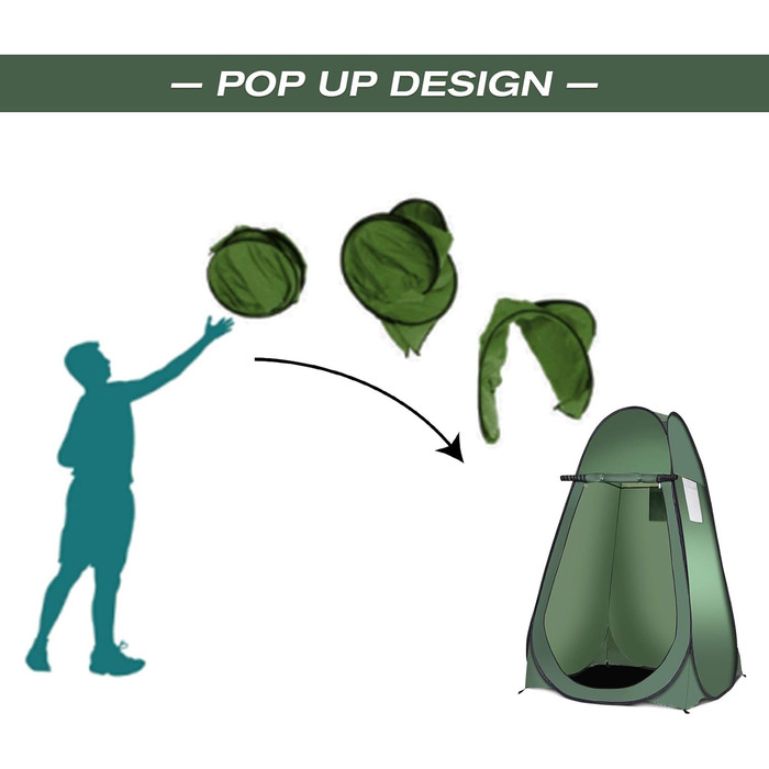Намет-роздягальня Relax4Life Pop-up, душовий намет, туалетний намет, 120x120x190 см (зелений)
