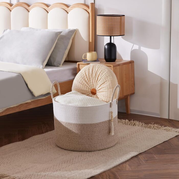 YOUDENOVA Плетіний кошик для білизни великий 65л, кошик для зберігання, кошик для ковдр, іграшок, для вітальні, дитячої кімнати, коричневий 50x33 см