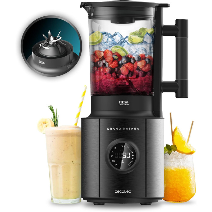 Стаціонарний блендер Cecotec Grand Katana 2700MAX Total Destroy Screen - 2700W, цифровий дисплей, 1,8 л, чорний