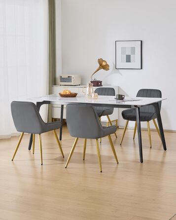 Набір з 2 стільців Lestarain для їдальні, вітальні, кухні. Ретро стільці з м'яким сидінням (велюр, темно-сірий), металеві ніжки, до 150 кг.