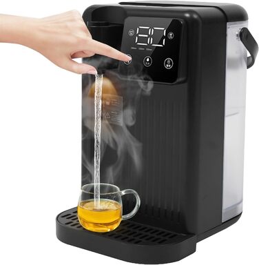 Диспенсер гарячої води з фільтром, 3 л, регулювання температури, сенсорний дисплей, нагрів за 3 сек, 25-99°C (чорний)
