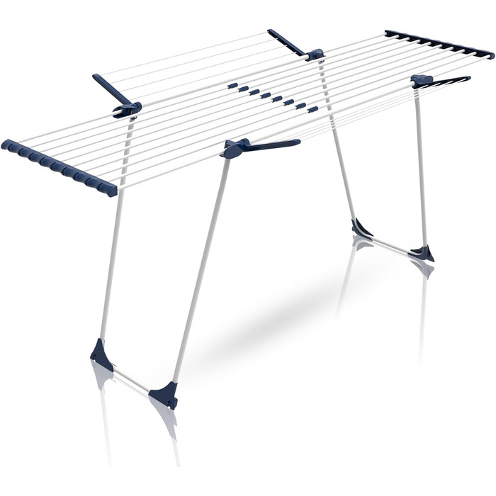 Розсувна сушарка для білизни BigDean Jumbo з потовщеними стійками, довжина просушування 28м (Біло-блакитна)