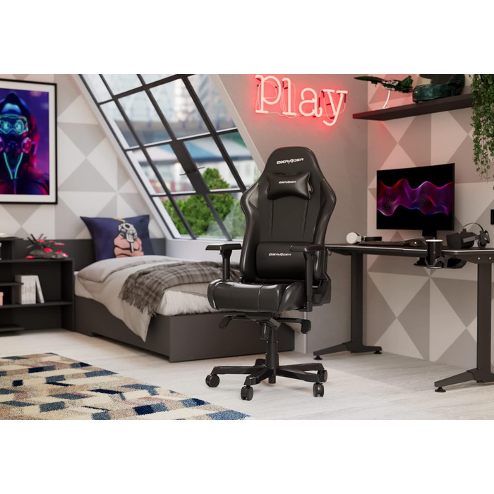 Ігрове крісло DXRacer King K99, шкірозамінник, чорне, до 200 см