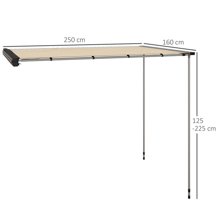 Тент для автомобіля Outsunny – намет на дах авто, водостійкий, 160 x 250 x 125-225 см, хакі