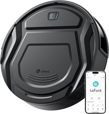 Робот-пилосос LEFANT M210 Pro+ Black: потужність 4000Pa, Wi-Fi, керування через додаток/Alexa, оминання перешкод 190°, тихий, для твердих підлог та килимів, збір шерсті тварин