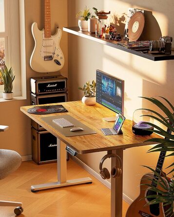 Електричний регульований стіл ErGear 140 x 70 см, з пам'яттю, для дому та офісу, світло-сірий, з підключенням