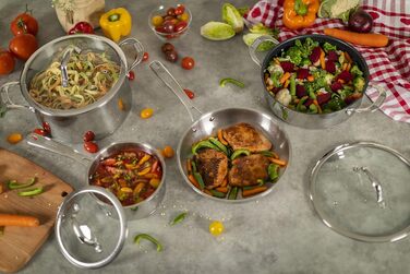 Сковорода KUHN RIKON Allround 24 см, незмінне покриття, нержавіюча сталь, для всіх типів плит (включно з індукційними), для швидкого обсмажування