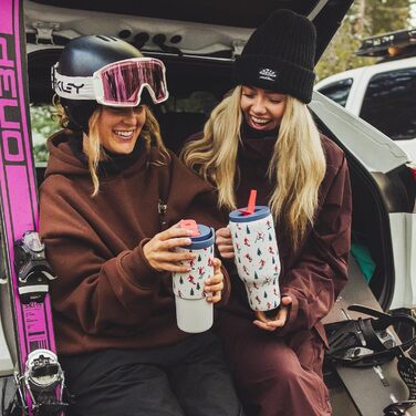 Термокружка-пляшка 900 мл з нержавіючої сталі з ручкою та трубочкою – BPA-free, з подвійними стінками, не протікає – для подорожей, офісу, університету, спорту та як подарунок. Підходить для катання на лижах.