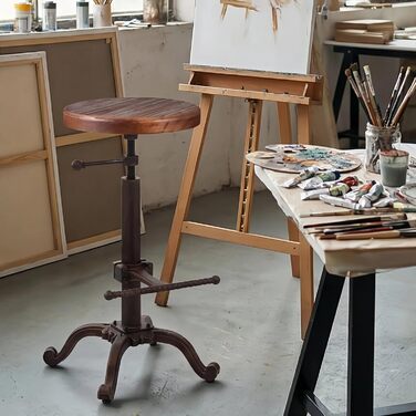 Табурет Topower для кухні в стилі ретро/вінтаж, з дерева, поворотний, регульована висота (мідний)