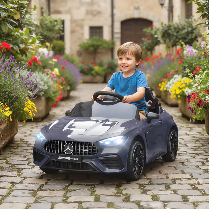 Електромобіль для дітей Kinder, дизайн Mercedes-Benz, двигун 12V, пульт дистанційного керування, світлодіодні фари, музика, для дітей віком 3-6 років, сірий колір
