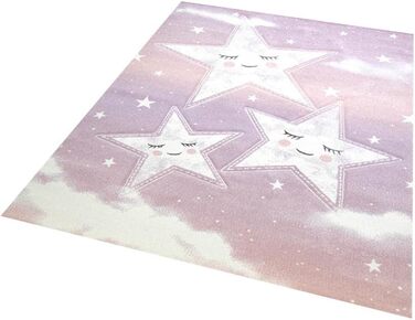 Ігровий килим Дитяча кімната Зірки Небесні хмари Дизайн Рожевий крем Розмір (120 х 170 см)
