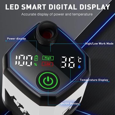 Електричний душ для кемпінгу MIAOKE 7800 mAh з цифровим дисплеєм та термоіндикатором, портативний акумуляторний душ для туризму, подорожей (білий)