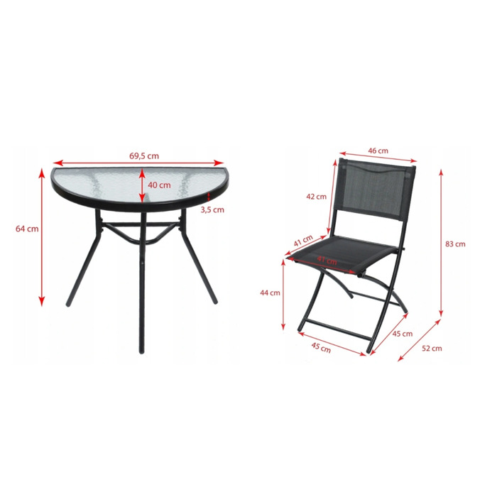 Комплект садових меблів Jumi Premium, метал, чорний, 3 предмети