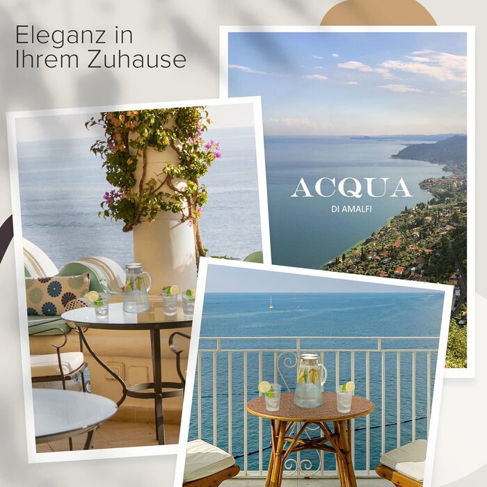 Скляна карафа ACQUA DI AMALFI® 2 літри з нержавіючою сталлю/бамбуком, для води та фруктів, витоки неможливі, також як чайник (Blue/Steel)