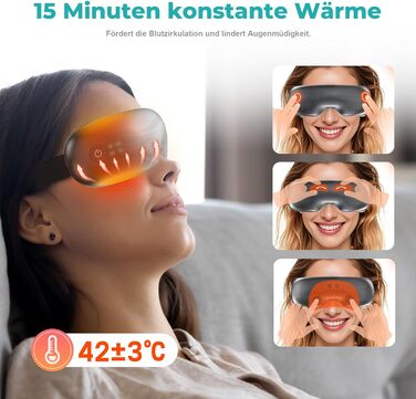 Масажер для очей Aspria® Eyecloud Vision з підігрівом та Bluetooth, видимий дизайн, масаж повітрям, розслаблення очей для втомлених/сухих очей, подарунок для жінок, чоловіків, друзів та сім'ї