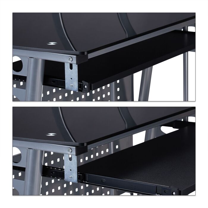 Relaxdays Сучасний комп'ютерний стіл зі скляною стільницею