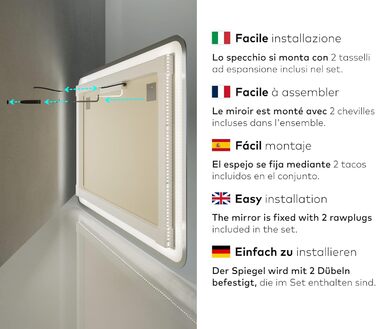 Дзеркало для ванної кімнати з підсвічуванням LED, 120x70 см, без рами, сучасний дизайн, на замовлення, Ambient Line