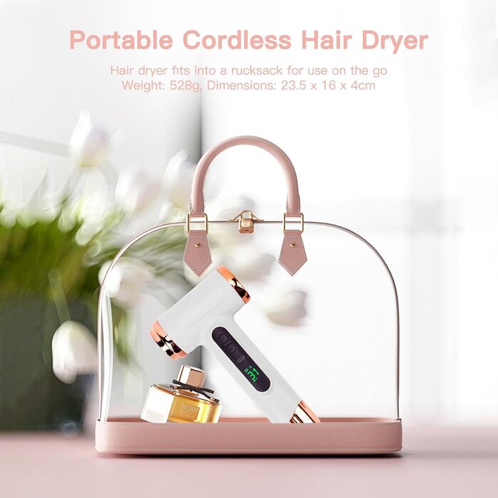 Портативний фен 15000 мАг з холодним та гарячим повітрям, USB-зарядка, для подорожей, бізнесу, кемпінгу, студентського житла, квартири (білий)