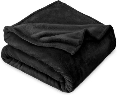 Пухнаста ковдра Fleece Blanket - Плед Теплий Зимовий М'який, Диванний плед XL, Ковдра на дивані (Палісандр) (150 х 200 см, 02 - Чорний)