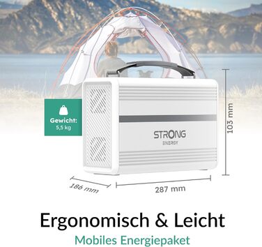 Електростанція STRONG Energy CP02ST-500W портативний сонячний генератор і акумулятор аварійного живлення, 2000 циклів автономної роботи, генератор електроенергії, включаючи зарядний кабель змінного струму та автомобільний зарядний адаптер, 460 Втгод