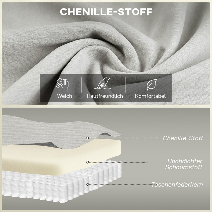 Диван на 2 місця, 146 см, з велюровою оббивкою з двошаровою м'якістю, з пуховими подушками, глибоким сидінням та високою спинкою, кремово-білий