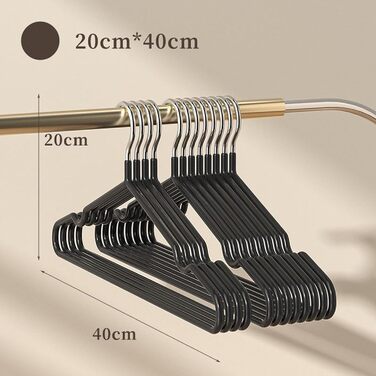 Набір вішалок для одягу (40 см) 40 шт. , компактні, не ковзають, товщиною 0,4 см, пружні, для дорослих (чорні)