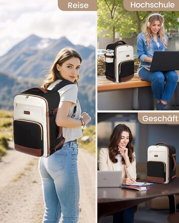 LOVEVOOK Рюкзак ручної поклажі, 40L, для подорожей та бізнесу, водонепроникний, 17.3 дюйми, для жінок, зелено-бежевий (40x20x25 см)