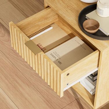 Приліжкові столики з відкритою полицею, журнальний столик для спальні та вітальні (горіх) (40 x 30 x 60 см, фініш з текстурованої дуба)