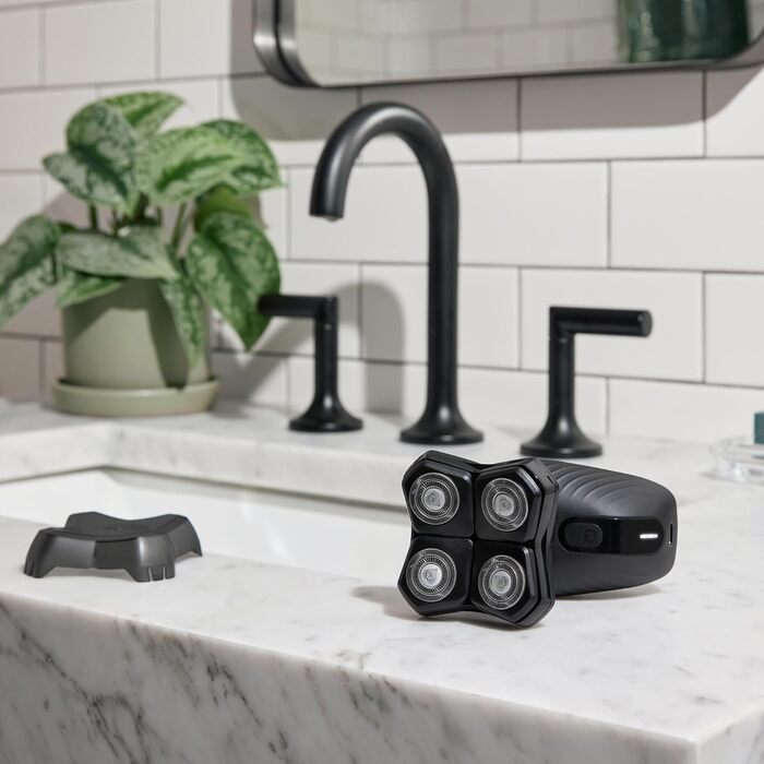 Електробритва MANSCAPED The Dome Shaver Plus для голови чоловіча, водонепроникна, 4 подвійні ротаційні леза, SkinSafe та FlexAdjust технології, USB-C зарядка, знімний магнітний блок лез