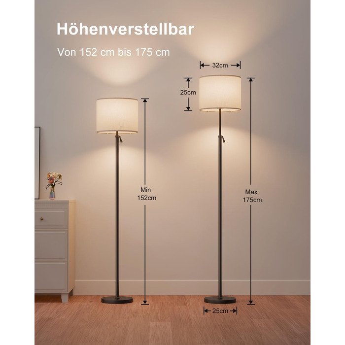 Світлодіодна торшер DUSKTEC RGB для вітальні, смарт-лампа з димером, керування через APP, тепле та холодне біле світло, 10W, 1200LM, регульована висота