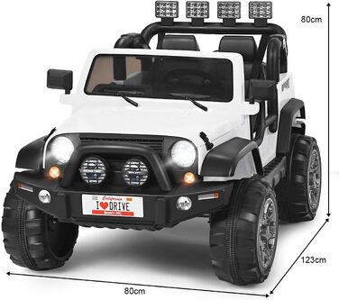 Дитячий електромобіль COSTWAY на двох місця, 12V, з пультом 2,4G, MP3, музика, сигнал, фари, для дітей від 3 років, білий