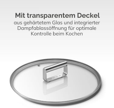 Скляна кришка Smeg CKFL3001 із загартованого скла, діаметром 30 см, з ручкою з нержавіючої сталі та випускним клапаном для пари